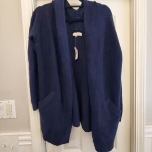 New With Tags LOFT Navy Open-Front Pocketed Cardigan Size XL